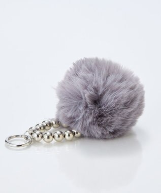 Phoebe メタルボールファーバッグチャーム　グレー グレー