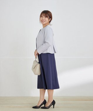 Tiaclasse L 【安田美沙子さん着用・洗える】フレアAラインリボンワンピース ネイビー