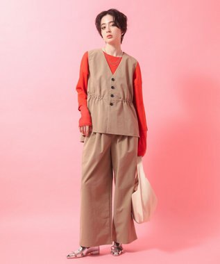 Green Parks 袖チュールリブプルオーバー Orange