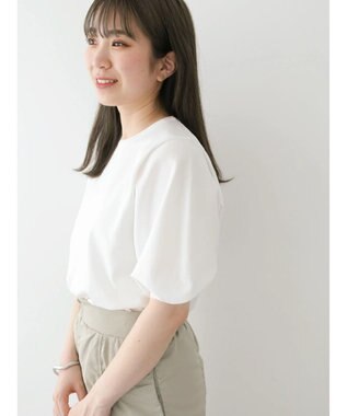 Green Parks パフ５分袖ニットプルオーバー Off White