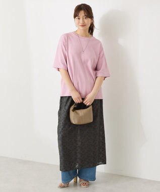 AMERICAN HOLIC 【接触冷感】スムースルーズクルーネックＴシャツ Pink
