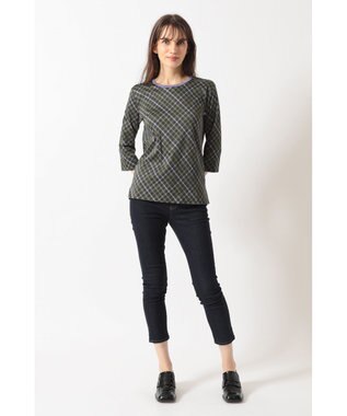 DAKS チェックプリント七分袖Tシャツ