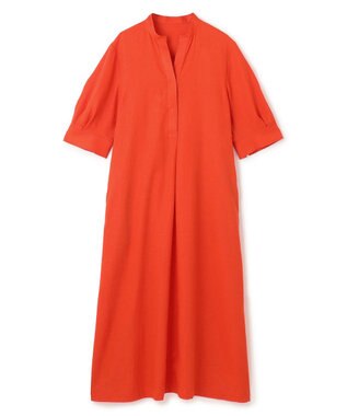 UNFILO リネンレーヨン スキッパー ワンピース オレンジ