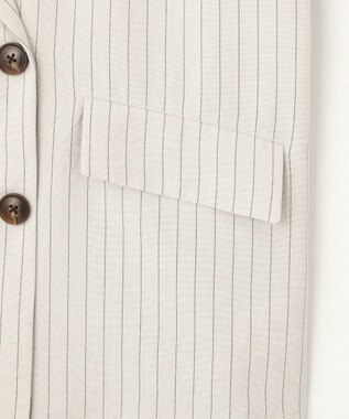 earth music&ecology 【セットアップ対応】リネンライクダブルジャケット Stripe Ivory