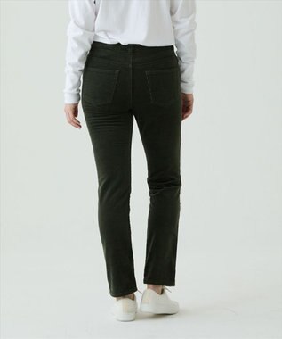 caqu スリムストレート 裏起毛コーデュロイパンツ olive