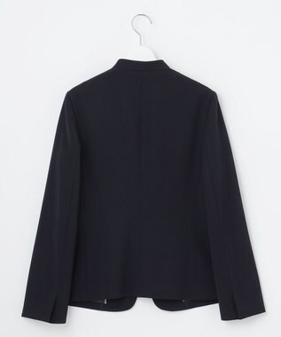J.PRESS LADIES L 【定番人気・セットアップ対応】T/R アルガンシルク ノーカラー ジャケット ダークネイビー系