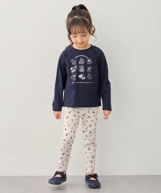 ANY KIDS 【一部店舗/WEB限定】【綿100%】プリント 長袖Tシャツ ネイビー×スイーツ