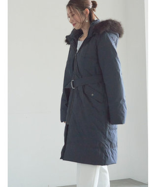 Te chichi 【宮本茉由着用】フードロングダウンコート ネイビー