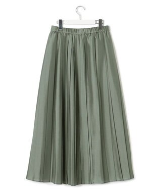 23区 【洗える】シアーコンビ プリーツ スカート カーキ系