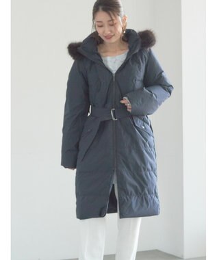 Te chichi 【宮本茉由着用】フードロングダウンコート ネイビー