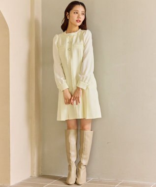 Feroux ツイードミディ ワンピース アイボリー系