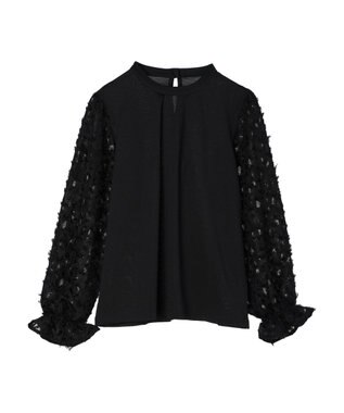 Green Parks 袖ジャガードドッキングプルオーバー Black