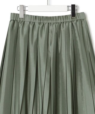 23区 【洗える】シアーコンビ プリーツ スカート カーキ系