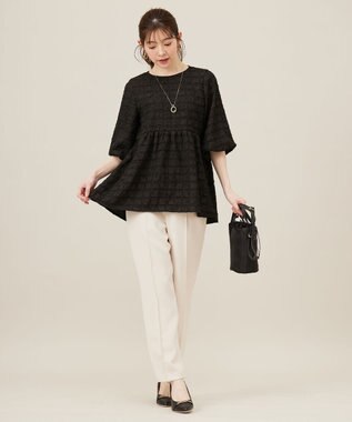 ANY SIS 【洗える】ワッフルライクフクレジャカード チュニック ブラック