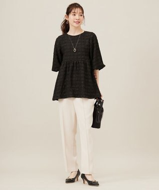 ANY SIS 【洗える】ワッフルライクフクレジャカード チュニック ブラック