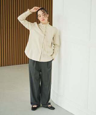 #Newans 【ANSWER for ファッショニスタ 】ウエスト調整可ワイドパンツ チャコールグレー系