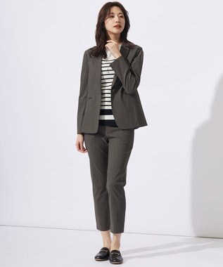 J.PRESS LADIES 【WEB限定カラーあり・洗える】セルロースリネンストレッチ テーパード パンツ スレート系