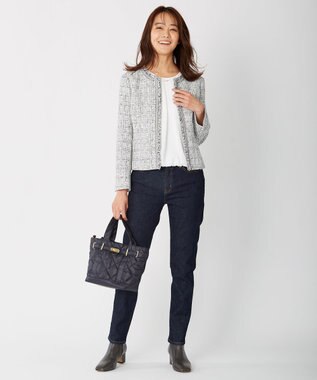 J.PRESS LADIES L 【驚異の伸縮性】10oz Stretch Denim ストレートデニムパンツ ネイビー系