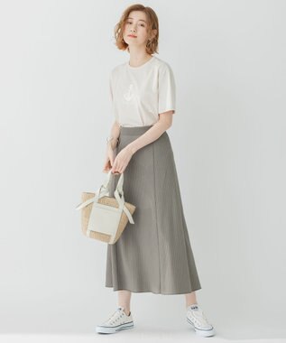 23区 【洗える】アンカーロゴプリント 半袖 Tシャツ ベージュ系