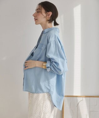 WEGO 【ANGIE VINTAGE】シアーデニムレギュラーカラーシャツ サックス