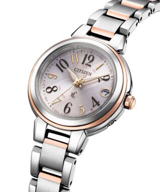 CITIZEN 【xC】エコ・ドライブ電波時計 ES9434-53X ワールドタイム  数字のインデックス サクラ色