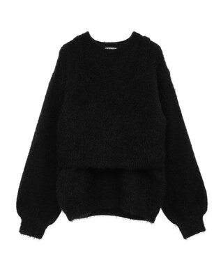 CRAFT STANDARD BOUTIQUE 洗える/ビスチェ付きシャギーニットプルオーバー Black