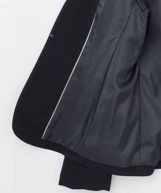 J.PRESS LADIES L 【定番人気・セットアップ対応】T/R アルガンシルク ノーカラー ジャケット ダークネイビー系