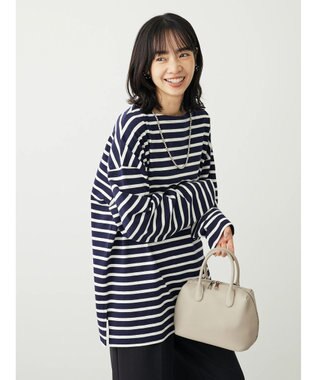 Green Parks ボーダーゆるチュニック Navy