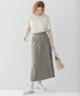 23区 【洗える】アンカーロゴプリント 半袖 Tシャツ ベージュ系