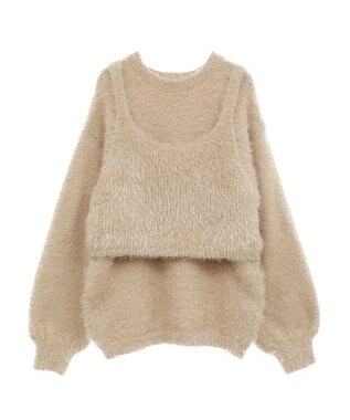 CRAFT STANDARD BOUTIQUE 洗える/ビスチェ付きシャギーニットプルオーバー Beige