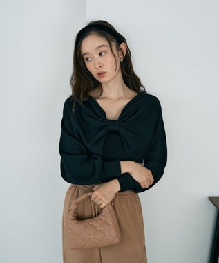 earth music&ecology スタッズキルトバッグ Light Brown