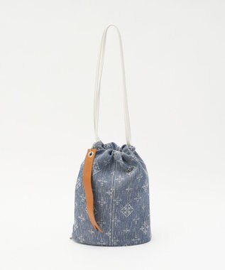 russet デニムジャガード3WAY巾着バッグ(CE-1688) Indigo