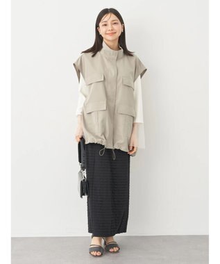 earth music&ecology ミリタリースタンドカラーベスト Light Khaki