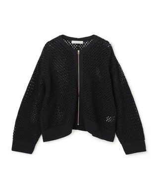 UNFILO クロシェレースニット ZIPカーディガン ブラック