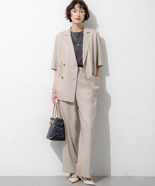 23区 【先行予約】リネンライクグロッシー ワイドパンツ ベージュ系