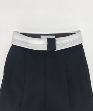 23区 【エステータ】コットンダブルクロス マーベルト ワイドパンツ ブラック系