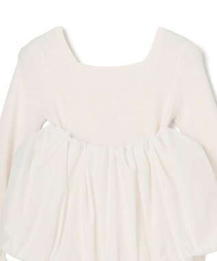 GRACE CONTINENTAL タフタケープ付ニットトップ ホワイト