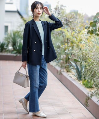 ANY SIS L シアーメッシュ ダブルジャケット ネイビー