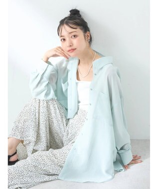 earth music&ecology ウ゛ィンテージボタンフロントポケットシャツ Light Green