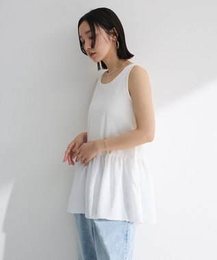 Green Parks 裾フリルタンクトップ Stripe