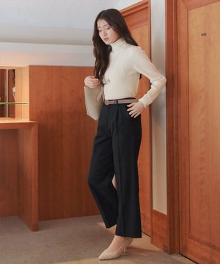 Tiaclasse L 【新色追加・洗える】リブタートルニット オフホワイト