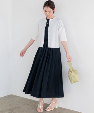 組曲 【先行予約】サマージャージーフィットアンドフレア ワンピース ネイビー系