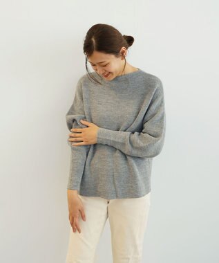 TOQUE 〈大草直子さんアドバイザー〉ベビーアルパカ ミドルゲージ モックネックニット グレー