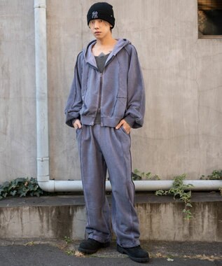 WEGO 【ユニセックス着用ITEM/ウエストゴム】スウィッチングスウェットパンツ ネイビー