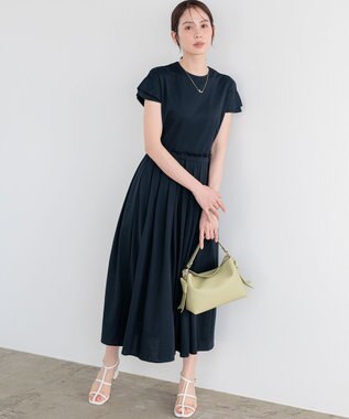 組曲 【先行予約】サマージャージーフィットアンドフレア ワンピース ネイビー系