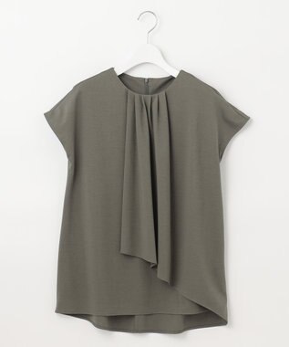 自由区 【洗える・XSサイズあり】ハイツイストポンチフロントタック カットソー カーキ系