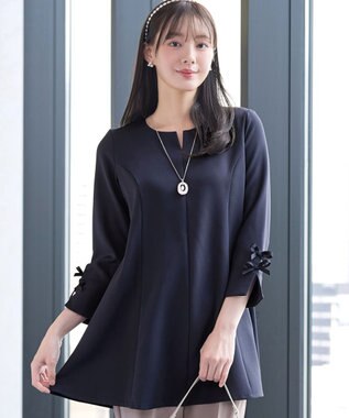 Tiaclasse 袖リボンチュニック ネイビー