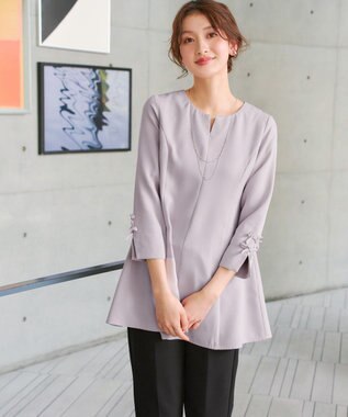 Tiaclasse 袖リボンチュニック グレー
