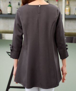 Tiaclasse 袖リボンチュニック チャコールグレー