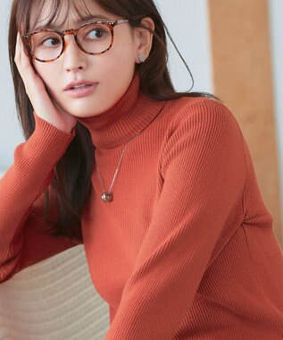 Tiaclasse L 【新色追加・洗える】リブタートルニット オレンジ